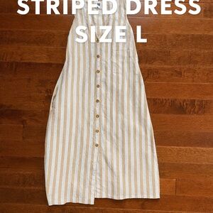 Old Navy Striped Linen-Blend Button-Front Midi Dress – Size Large